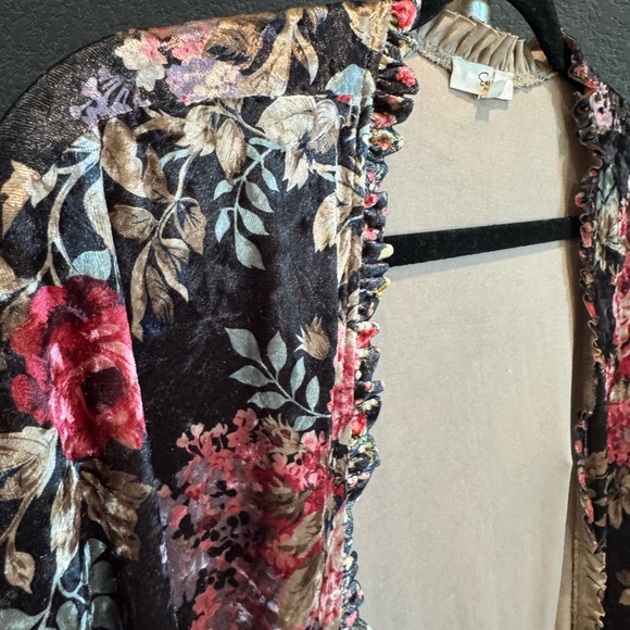 Easel Los Angeles Velvet Floral Kimono Cardigan – Size Small - Picture 7 of 10